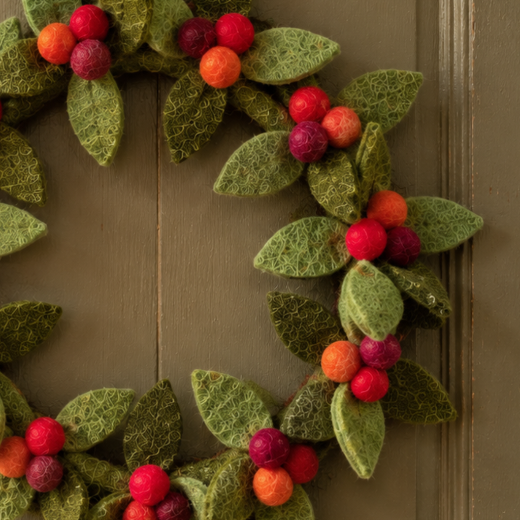Handmade Felt Christmas Berry Wreath
