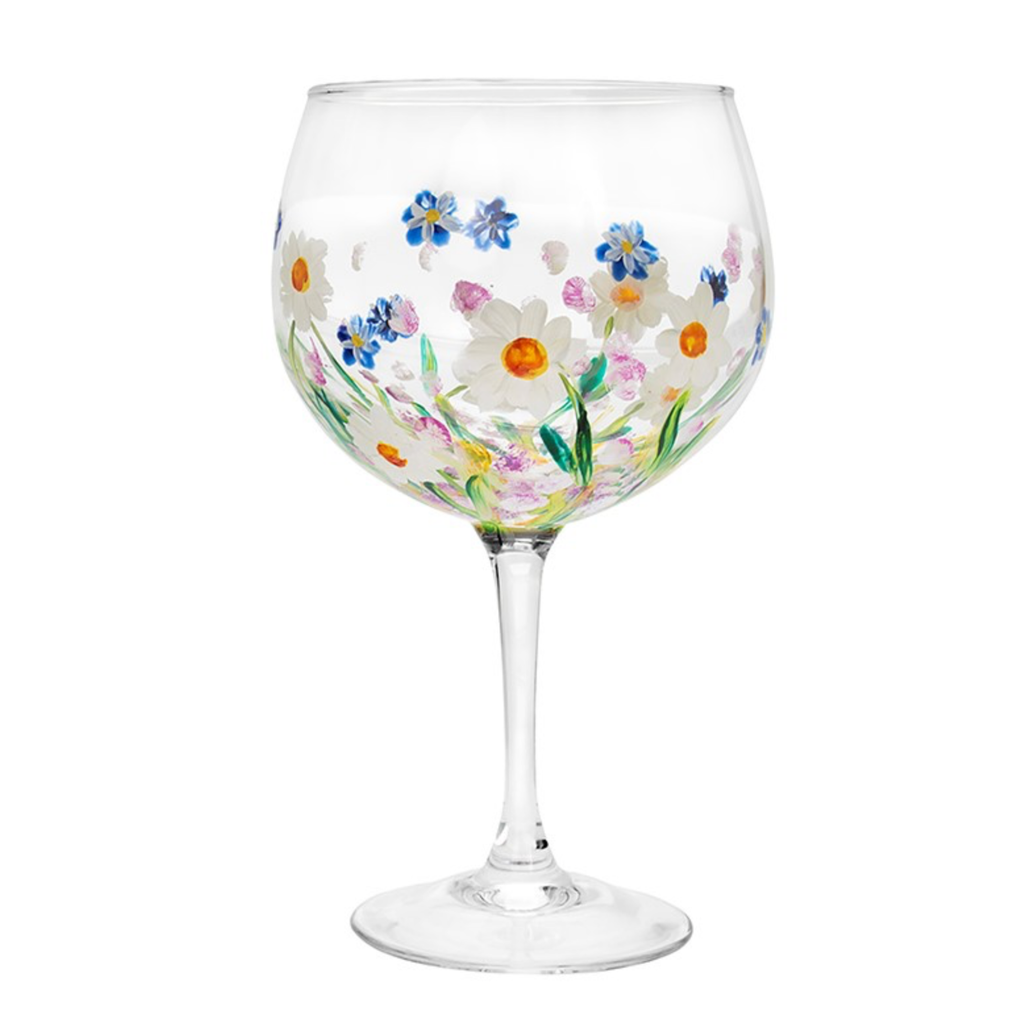 Dainty Daisy Hand-Painted Gin Glass