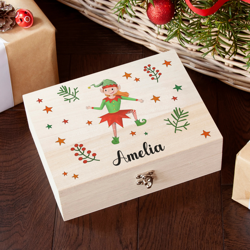 Personalised Girl Elf Christmas Eve Box