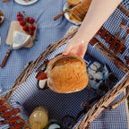 Deluxe Wicker Blue Gingham Lining Four Person Picnic Basket