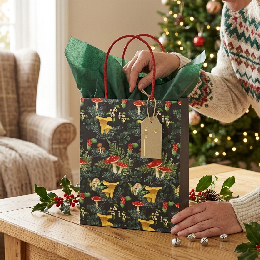 Midnight Forest Mushroom Green Gift Bag