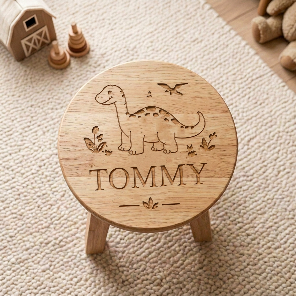 Personalised Wooden Dinosaur Stool for Kids