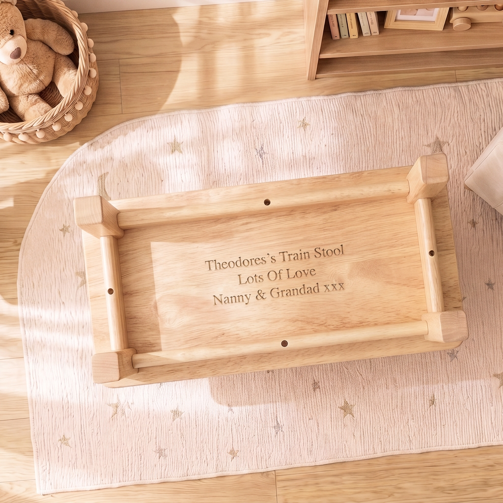 Personalised Wooden Name Train Carriage Stool for Kids