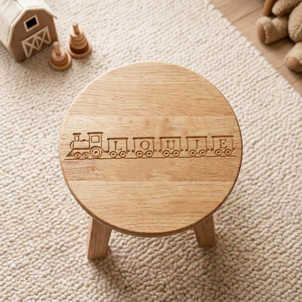 Personalised Wooden Name Train Stool for Kids
