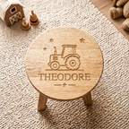 Personalised Wooden Tractor Stool for Kids