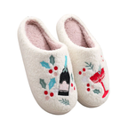 Embroidered Champagne Cocktail “O’Clock” Cosy Slippers