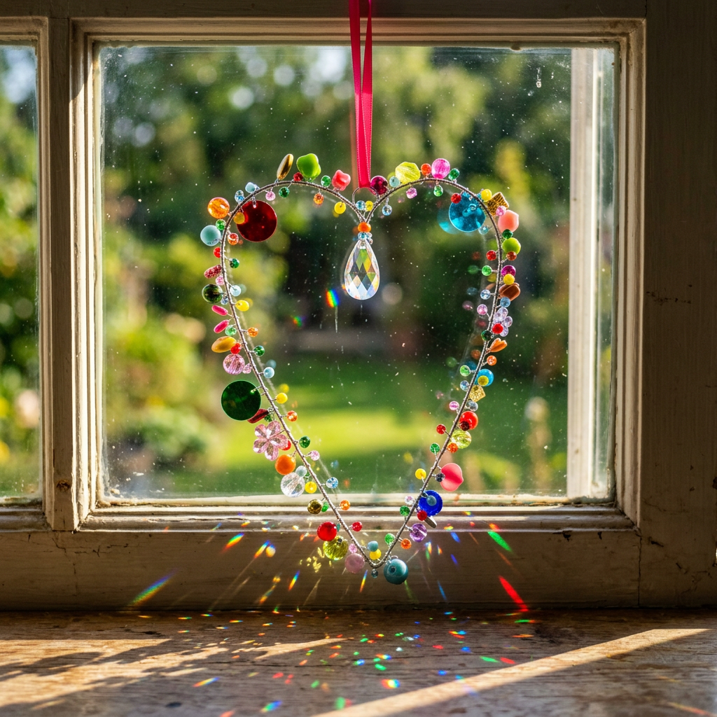 Hand Beaded Heart Hanging Decoration