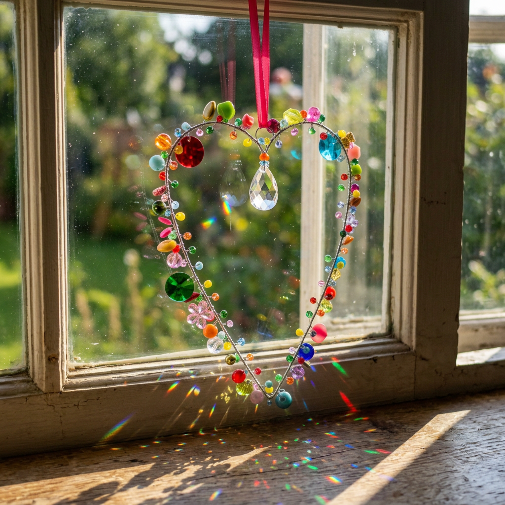 Hand Beaded Heart Hanging Decoration