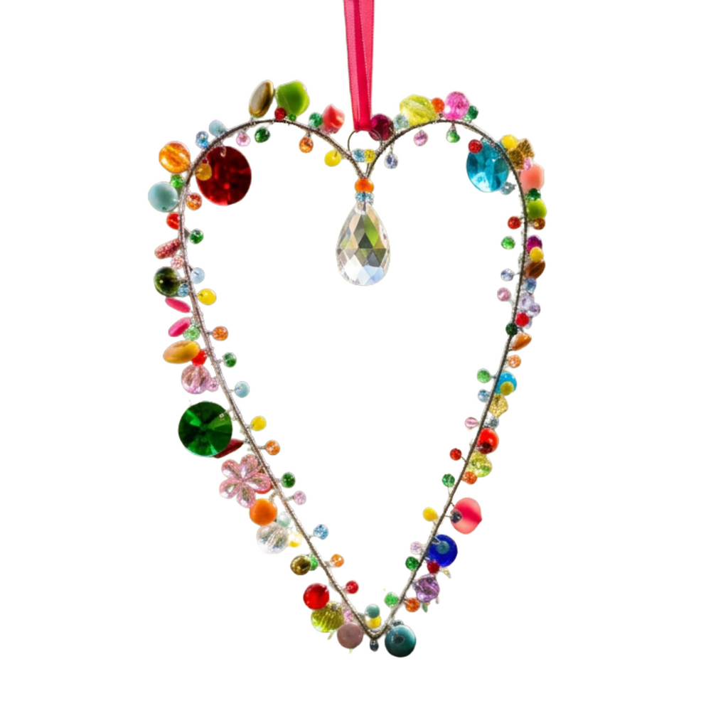 Hand Beaded Heart Hanging Decoration