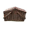 Deluxe Wicker Blue Gingham Lining Four Person Picnic Basket