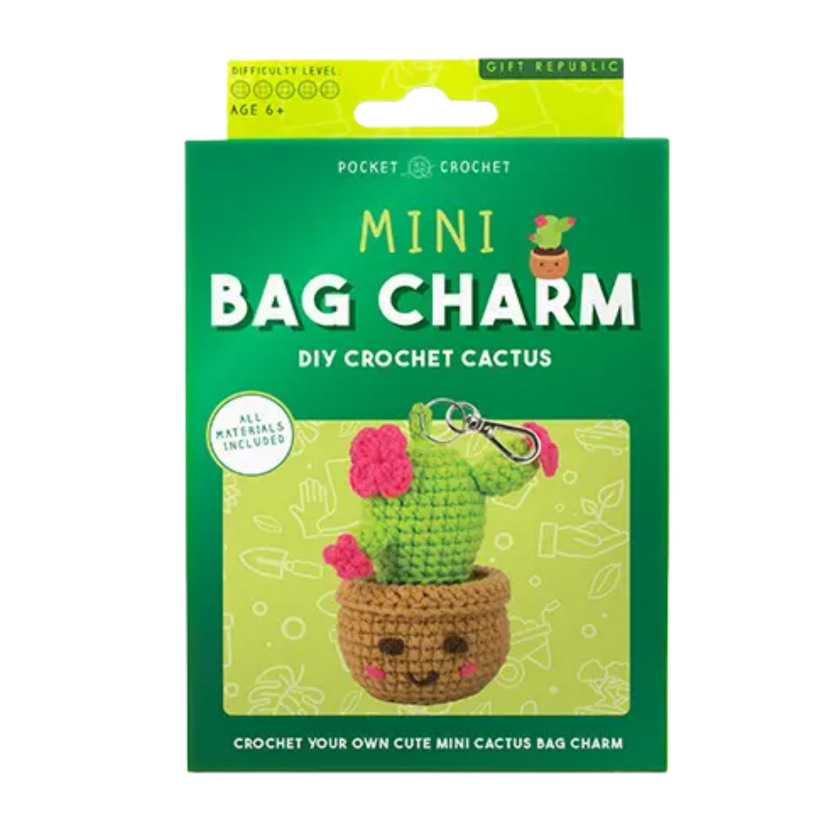 Mini Cactus DIY Crochet Bag Charm Kit