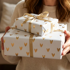 Gold Embossed Heart Gift Wrap