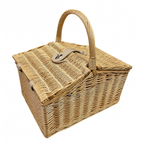 Two Person Wicker Picnic Basket With Natural Check Lining