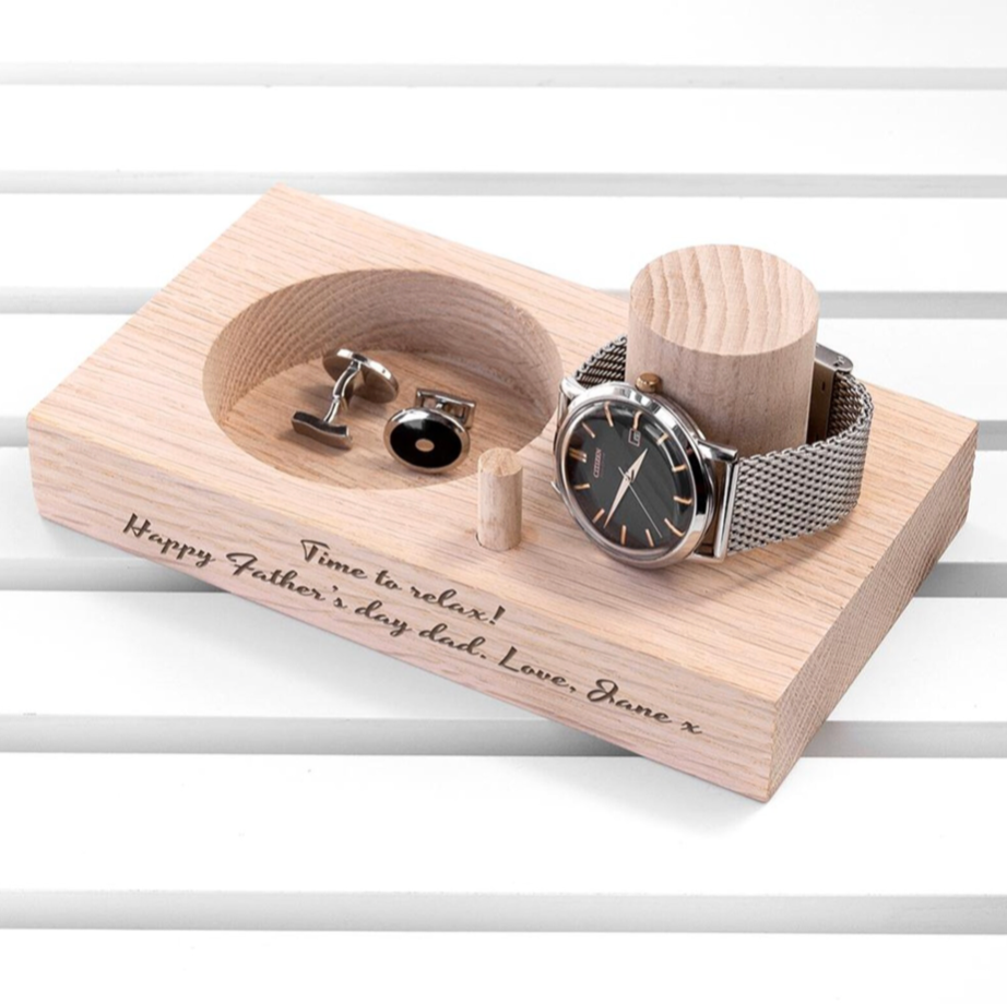 Personalised Oak Wood Watch Stand