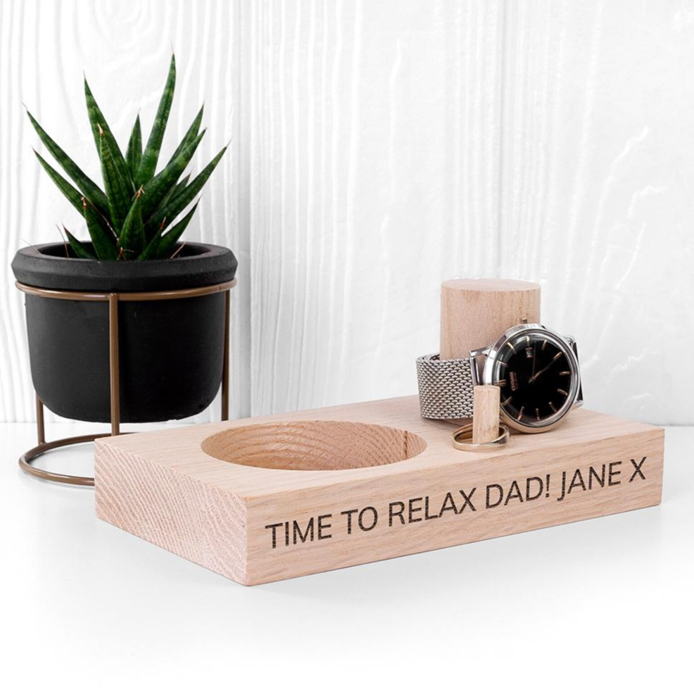 Personalised Oak Wood Watch Stand