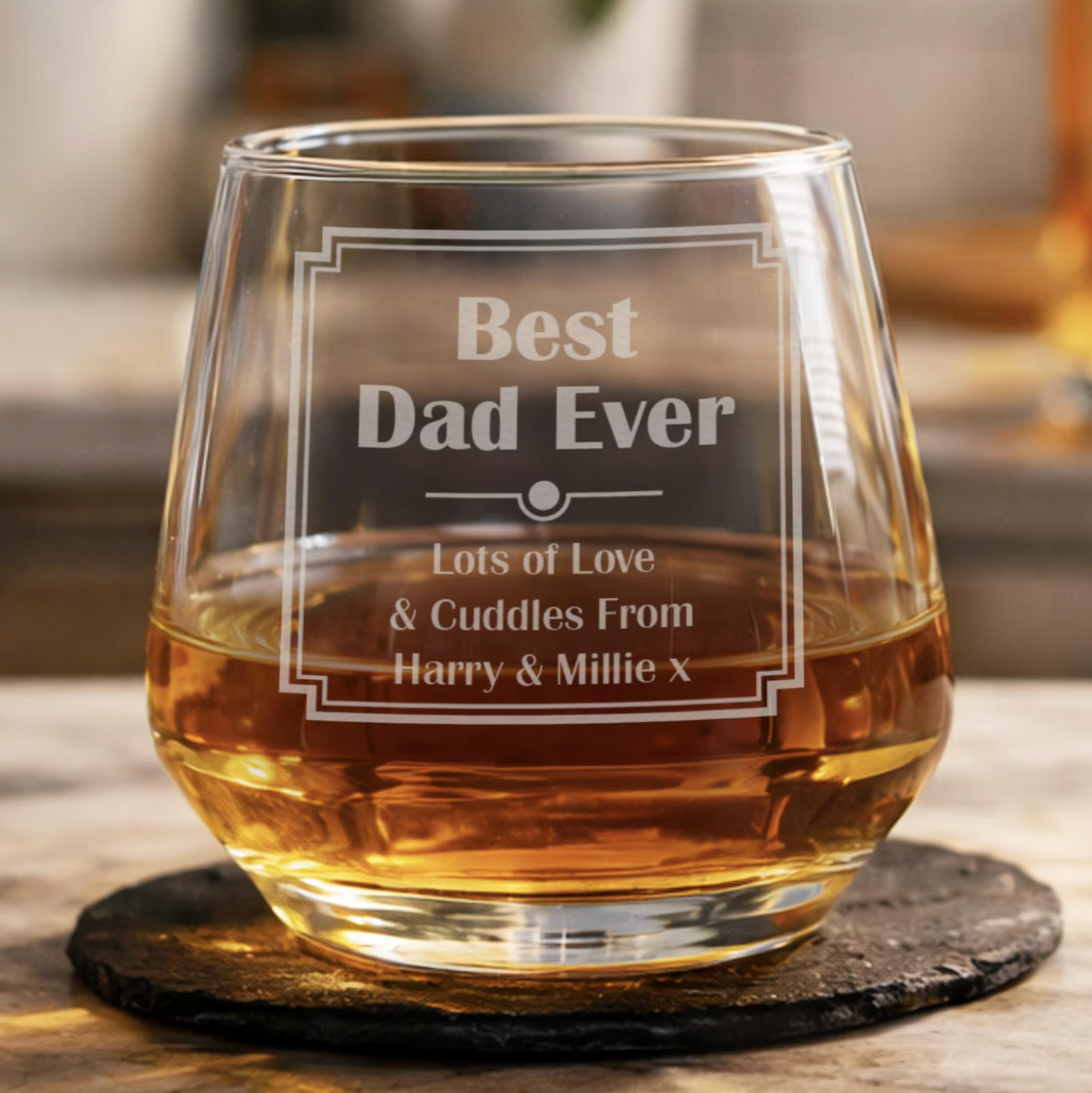 Personalised Art Deco Whisky Tumbler Glass