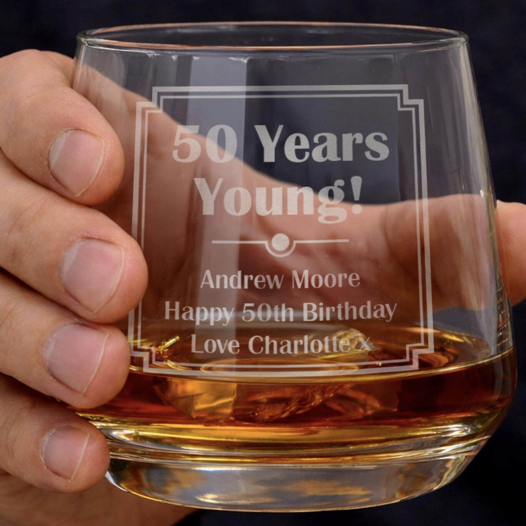 Personalised Art Deco Whisky Tumbler Glass