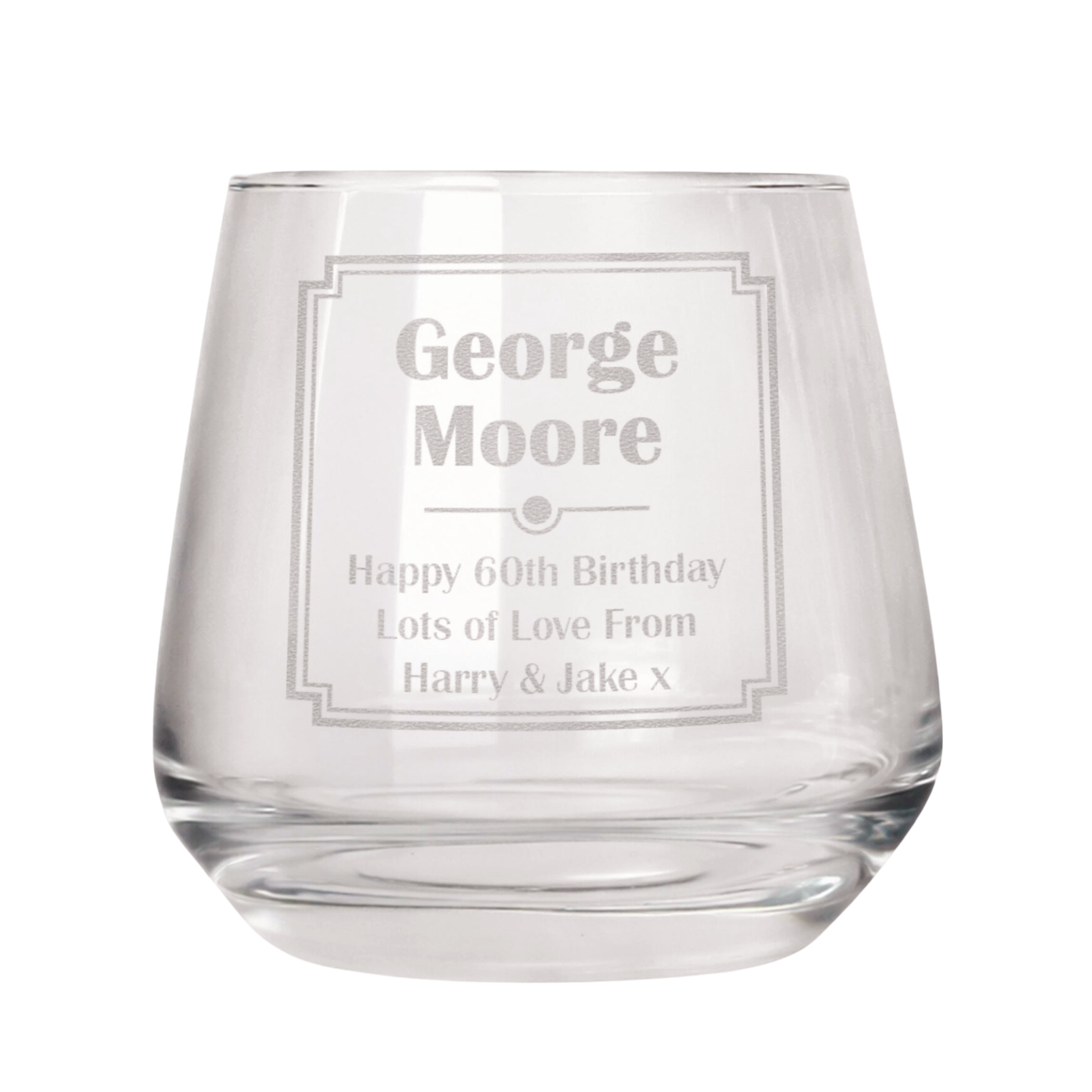 Personalised Art Deco Whisky Tumbler Glass