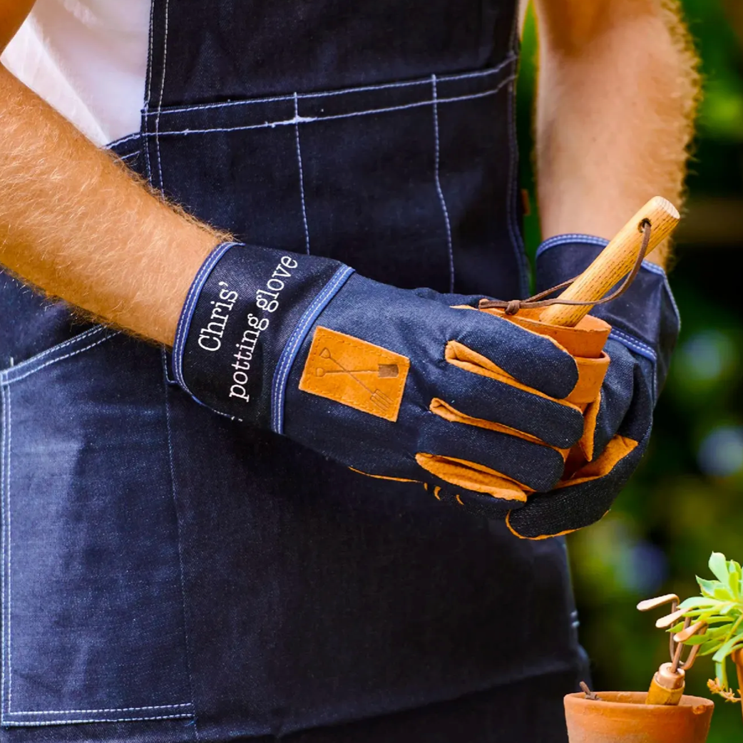 Personalised Denim Garden Gloves