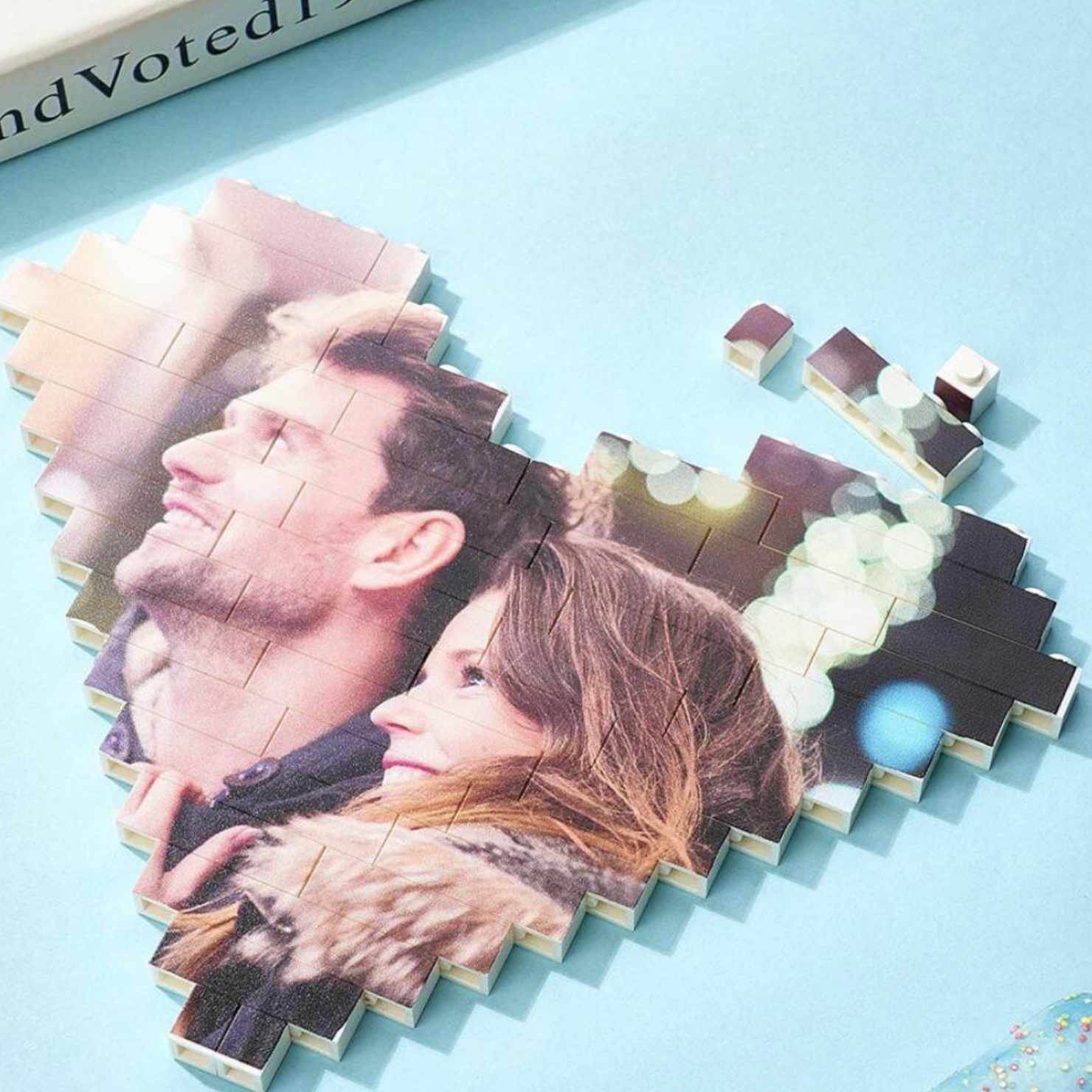 Personalised Heart Building Brick Photo Puzzle