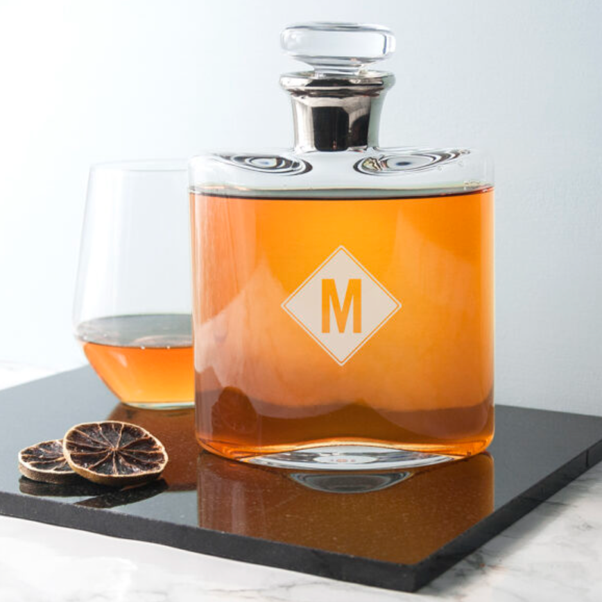 Monogrammed Glass Personalised Whiskey Decanter