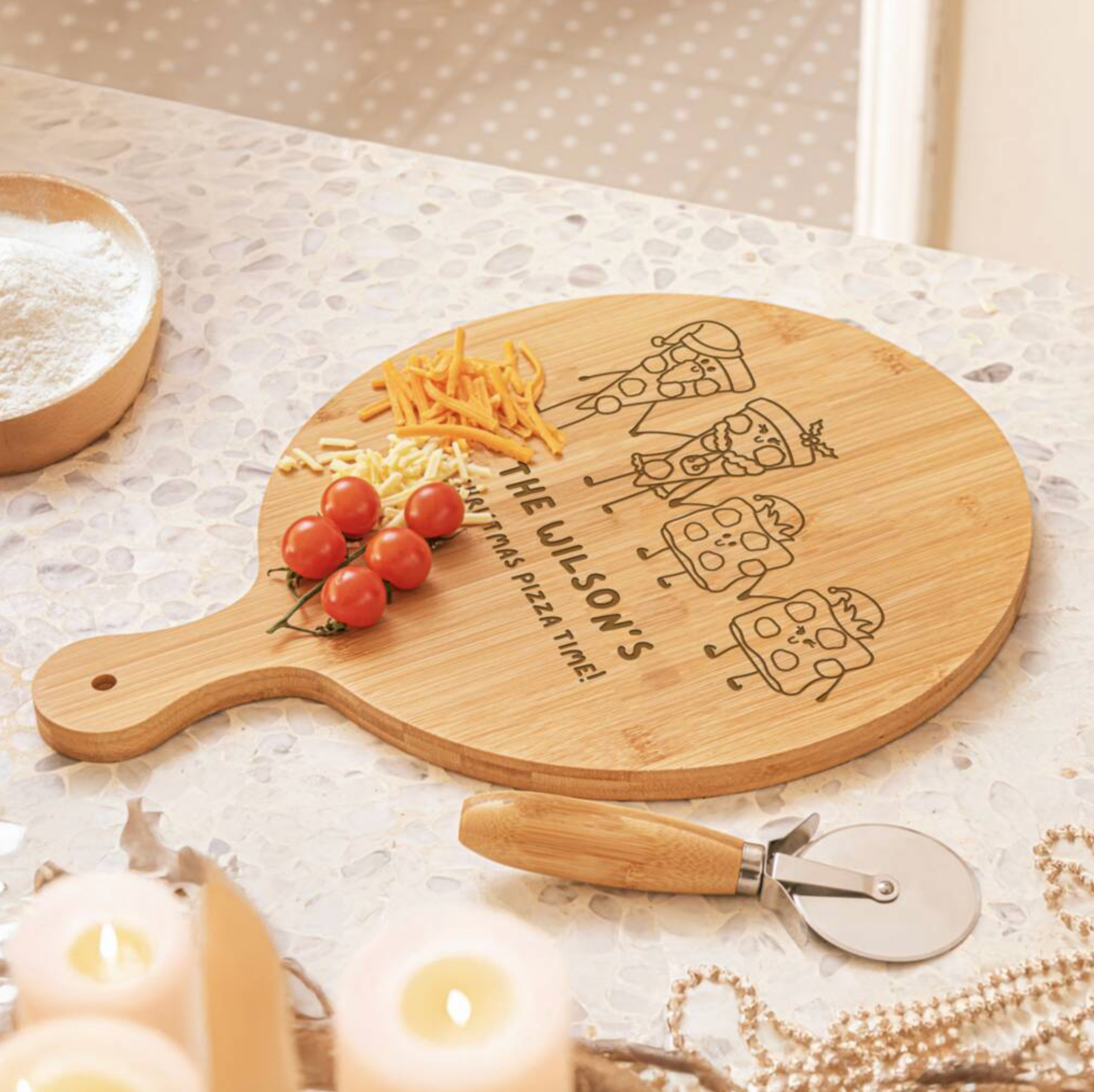 Personalised Christmas Pizza Serving Board