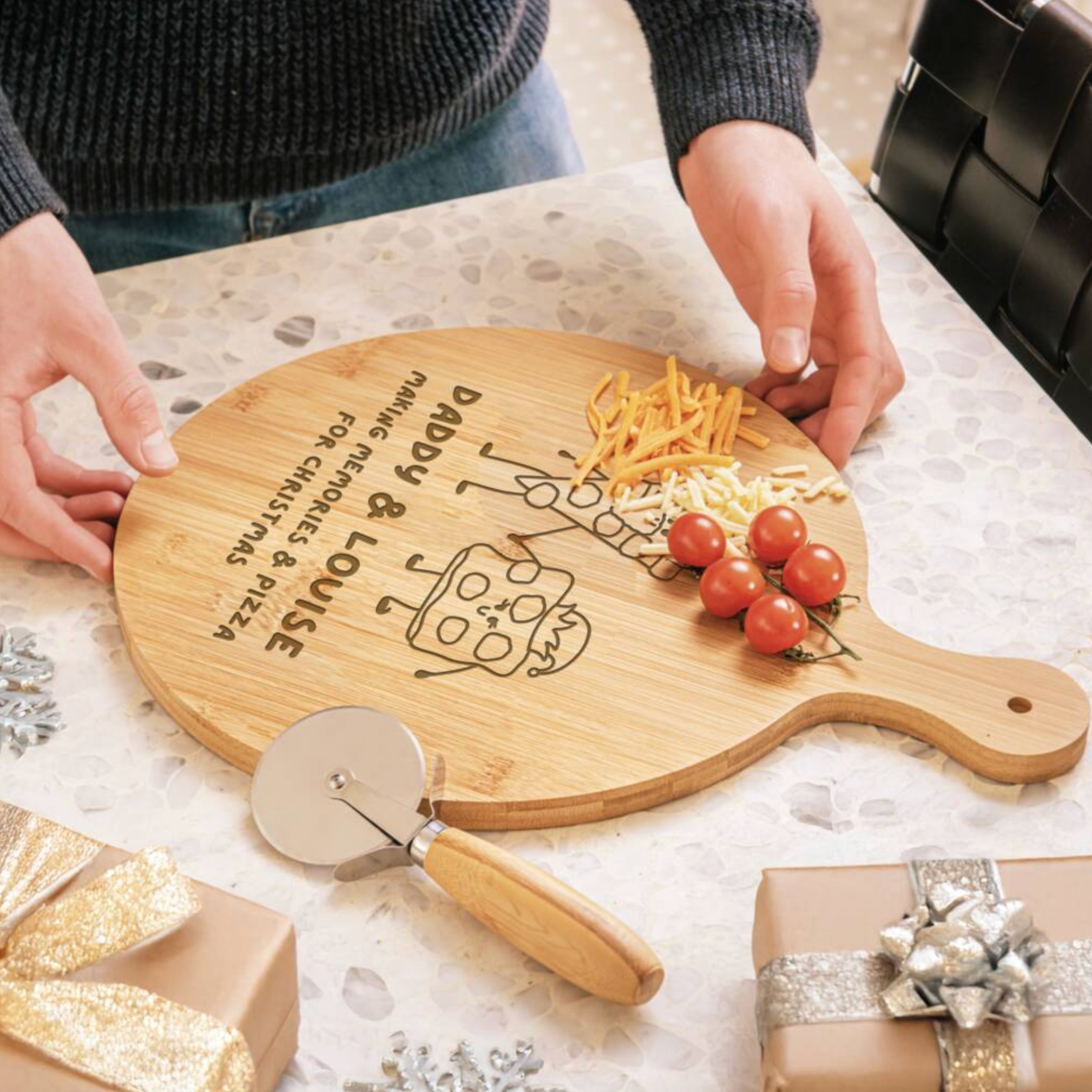 Personalised Christmas Pizza Serving Board