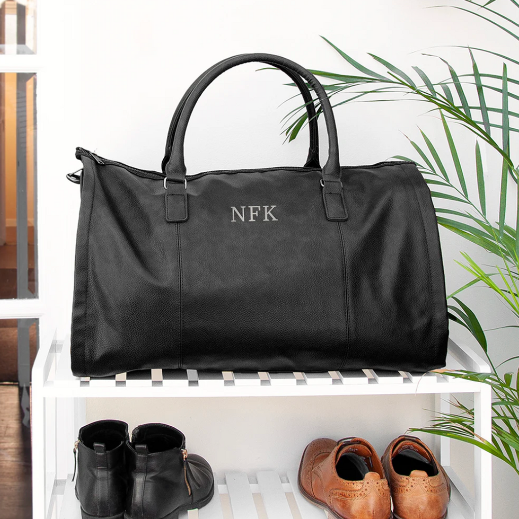 Monogrammed Vegan Leather Garment Bag