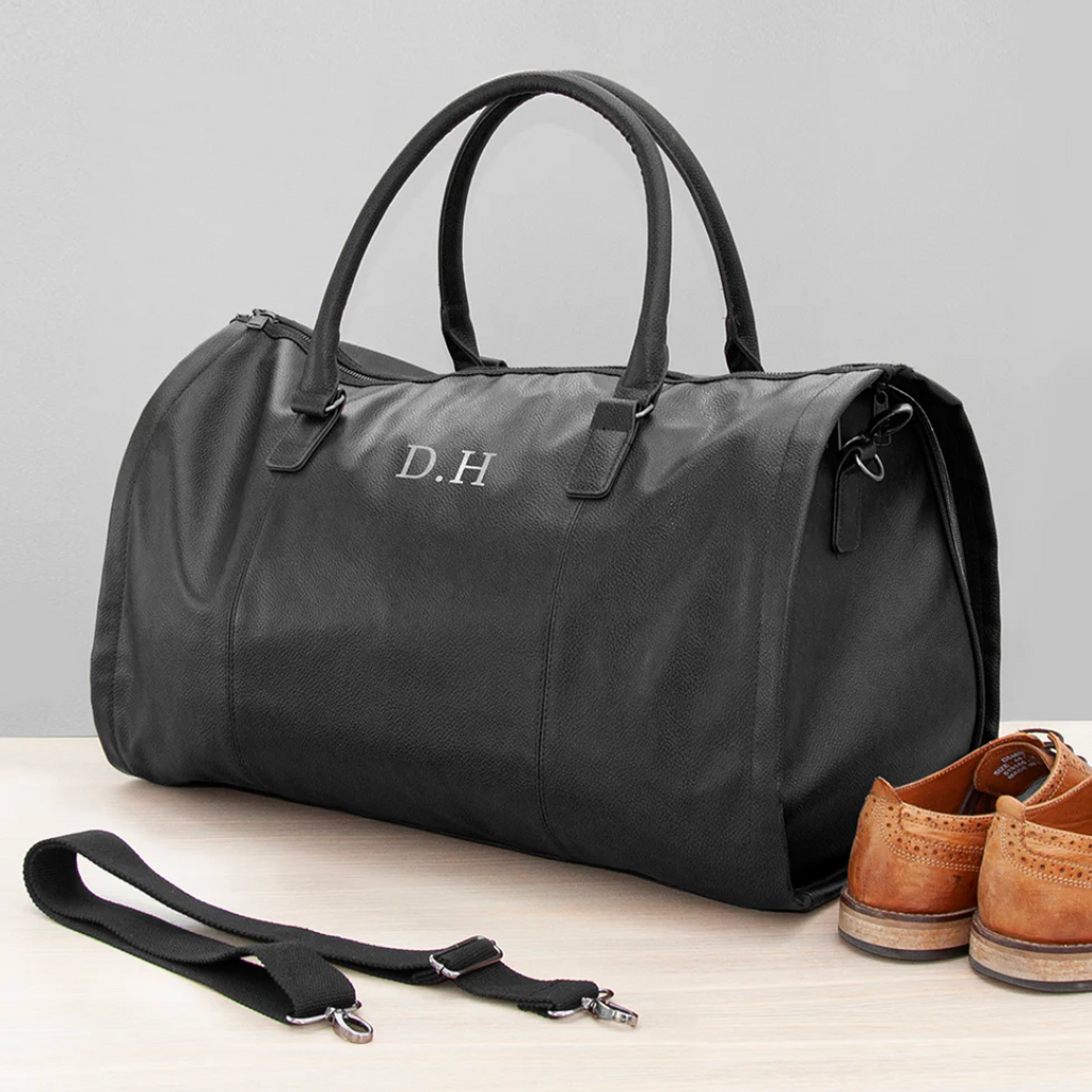 Monogrammed Vegan Leather Garment Bag