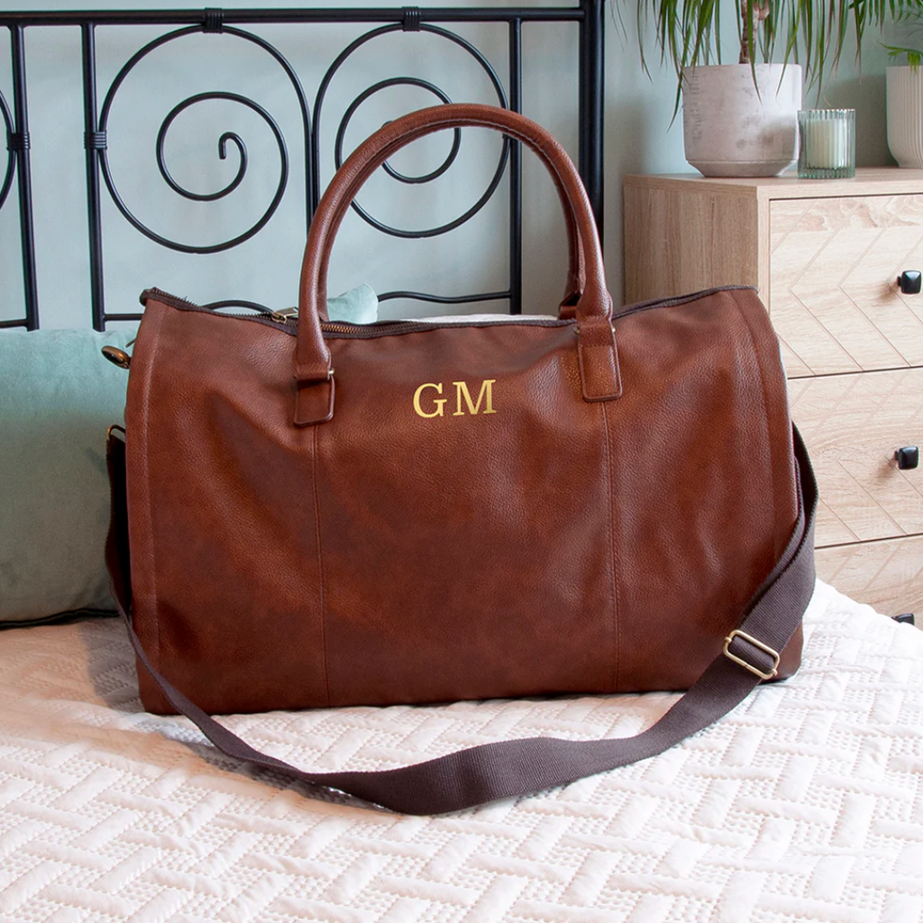 Monogrammed Vegan Leather Garment Bag