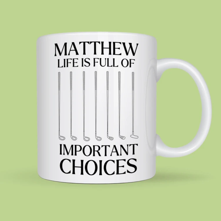 Personalised Golf 'Important Choices' Mug