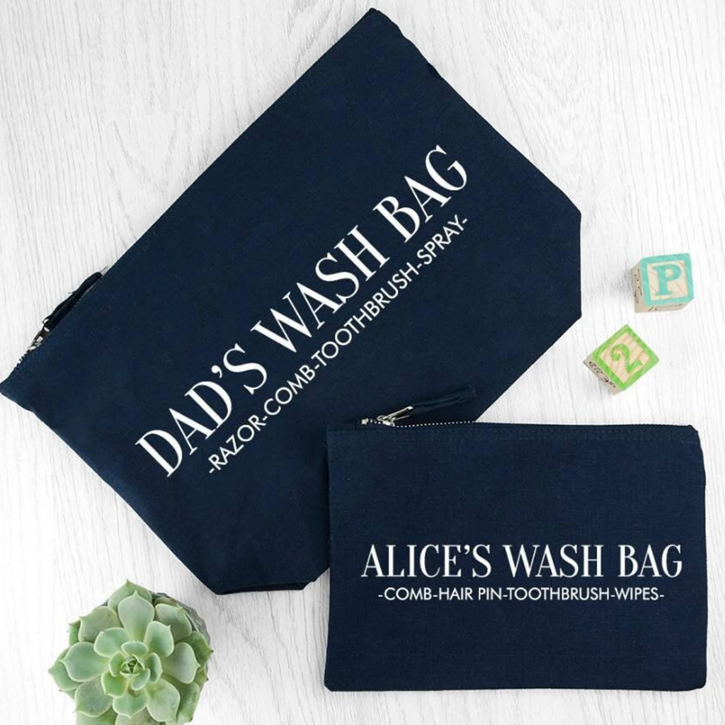 Personalised Daddy and Me Cotton Wash Bags