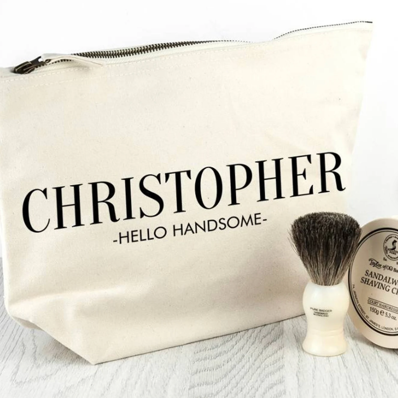 Personalised Cotton Men's Wash Bag