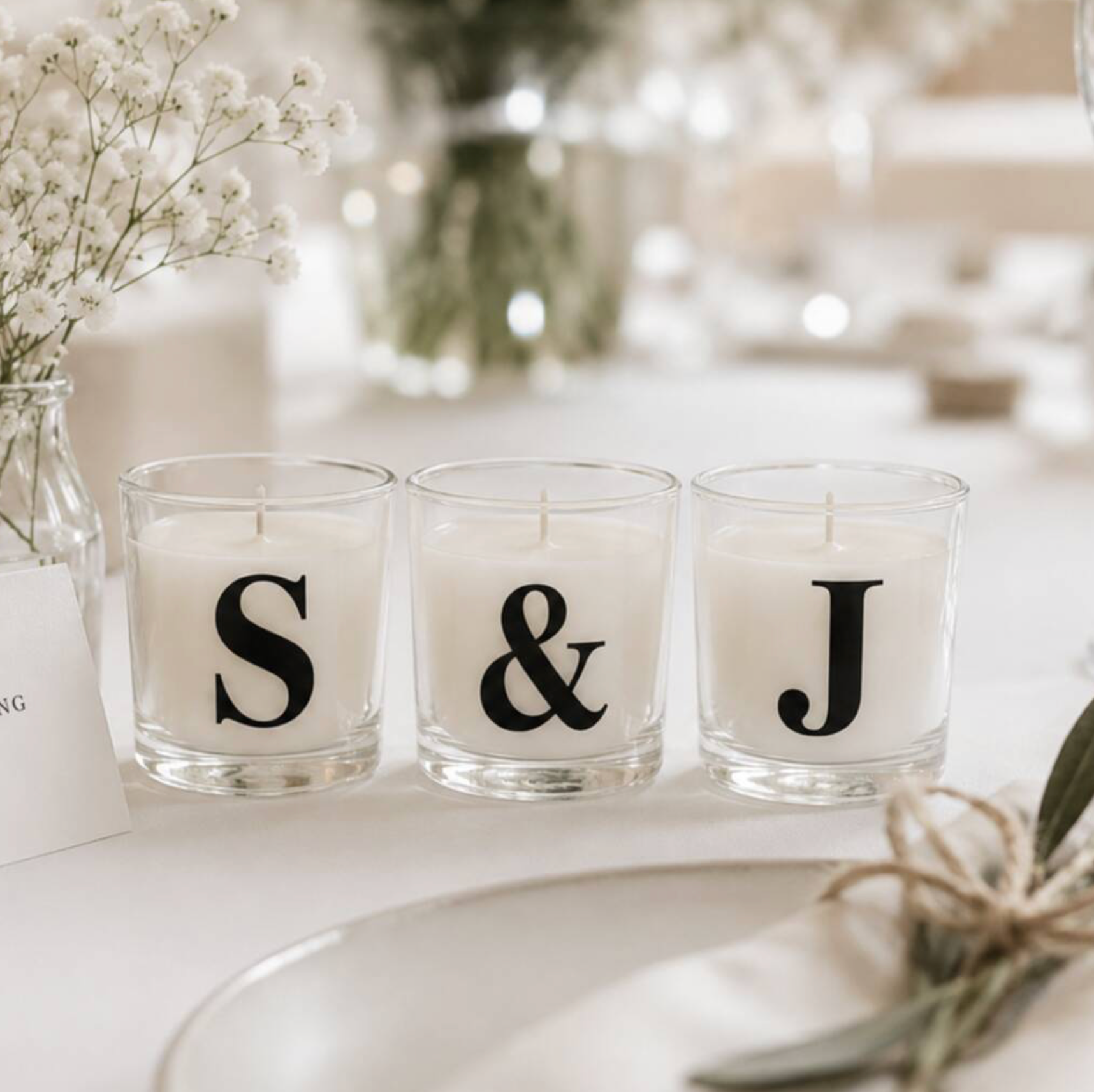 Scented Wedding Initial Favour Candles