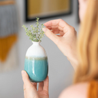 Stoneware Ombre Vase Dip Glazed Turquoise