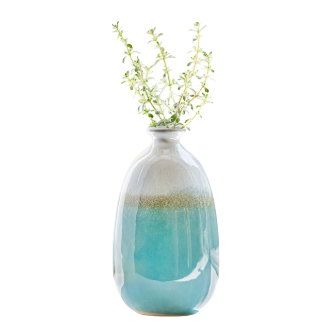 Stoneware Ombre Vase Dip Glazed Turquoise