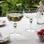 Pair of Etched Star Champagne Gift Coupe Cocktail Glasses