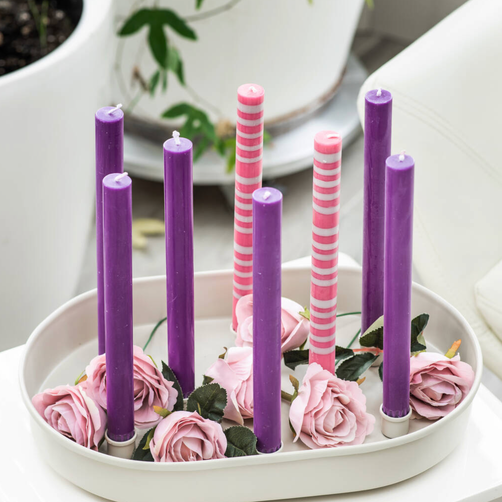 Oval Metal 8 Cup Dinner Candle Centrepiece
