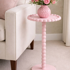 Beaded Side Round Pedestal Accent Table