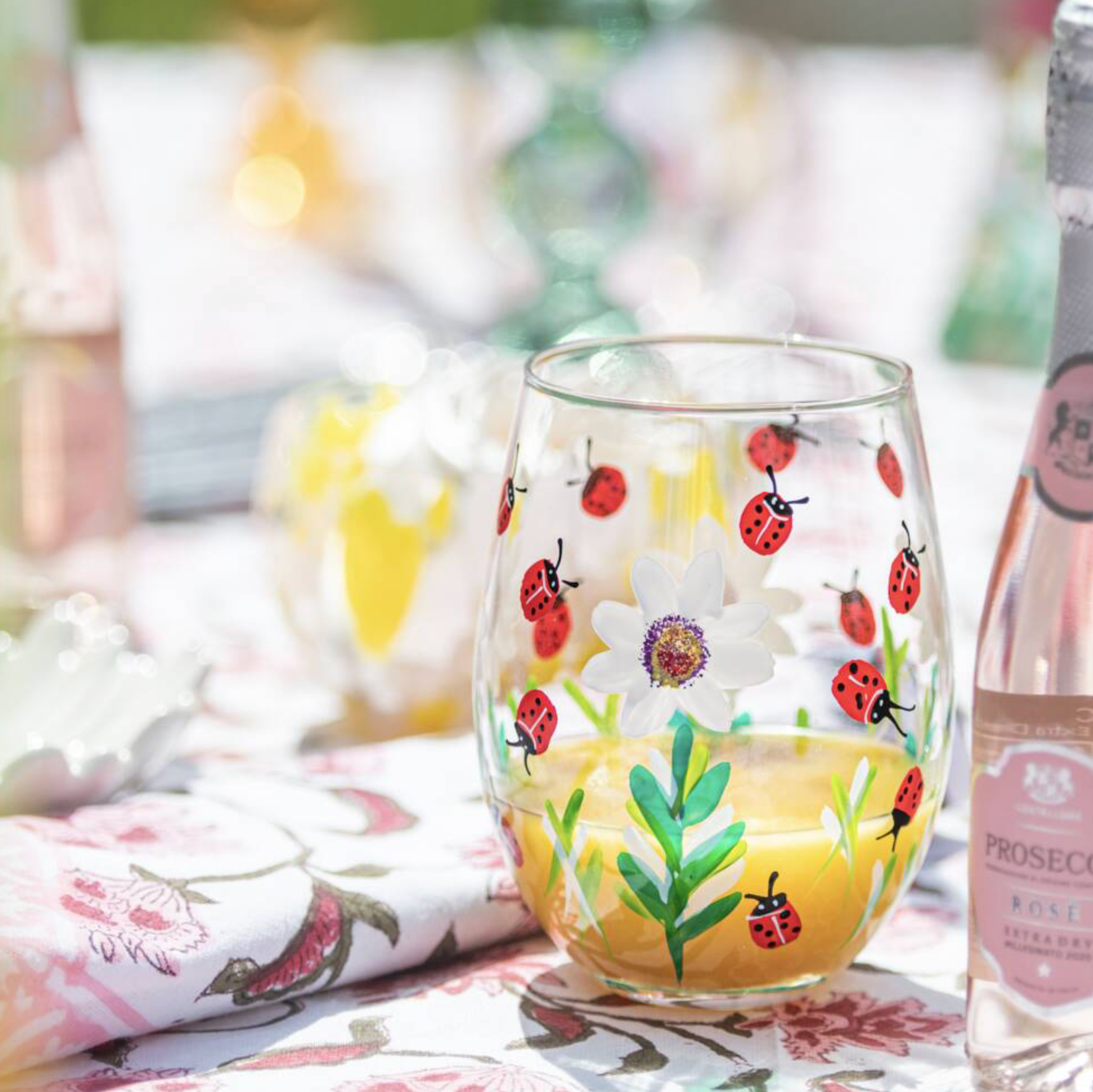 Hand Painted Flower Glass Tumbler