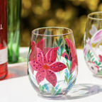 Hand Painted Flower Glass Tumbler