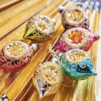Set of Six Vintage Style Glass Baubles