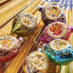 Set of Six Vintage Style Glass Baubles