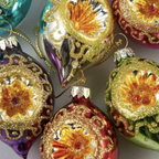 Set of Six Vintage Style Glass Baubles