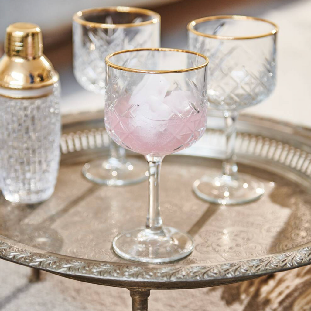 Gold Rim Vintage Style Cocktail Glasses
