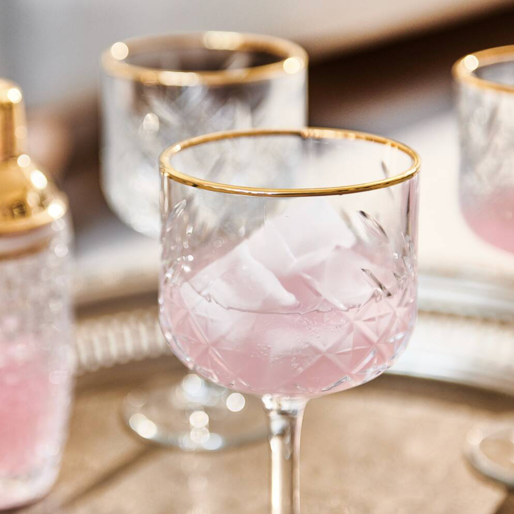 Gold Rim Vintage Style Cocktail Glasses