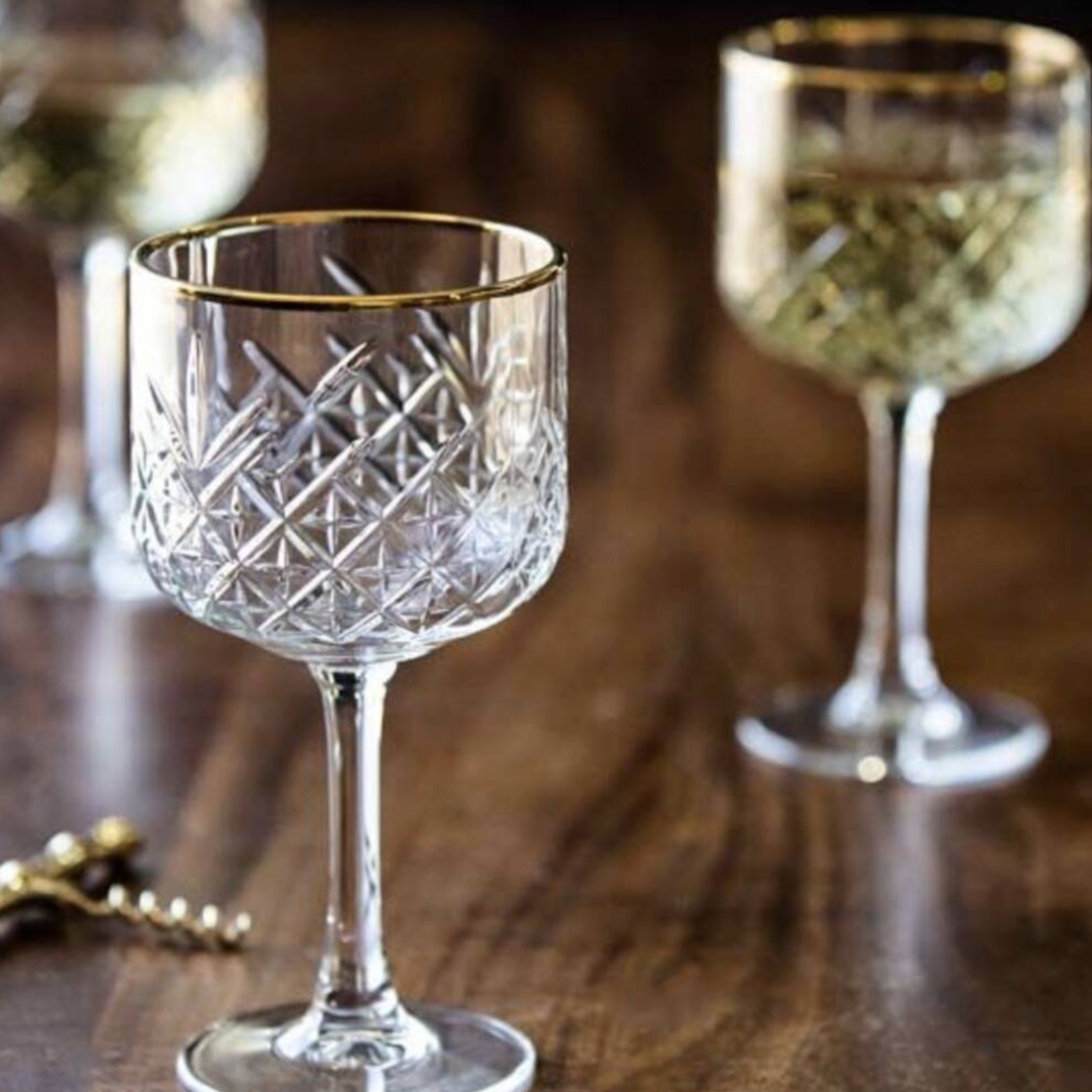 Gold Rim Vintage Style Cocktail Glasses