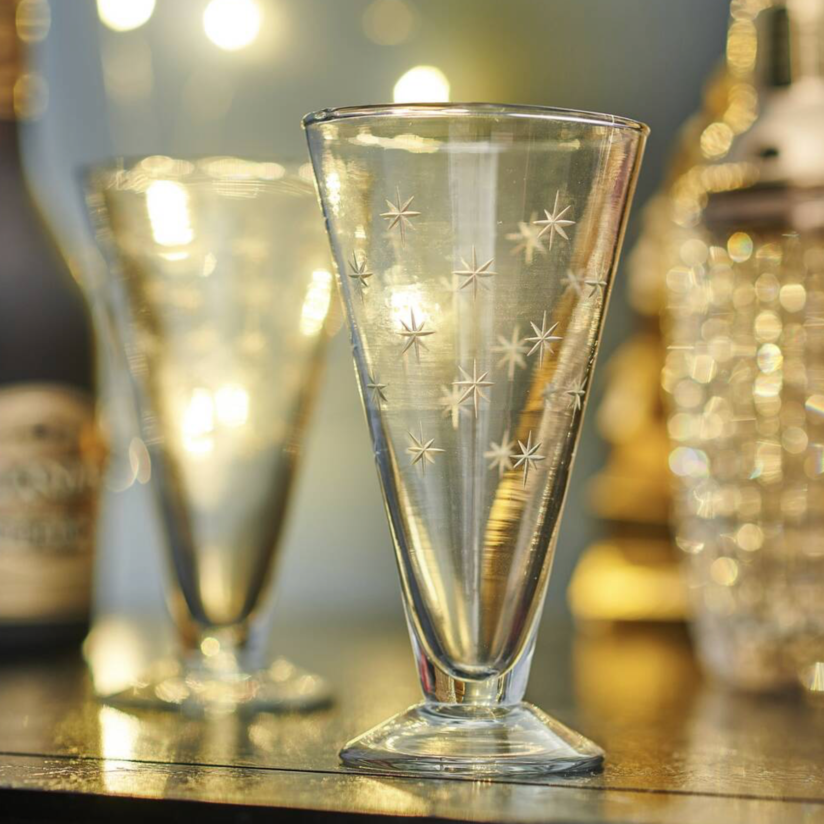 Prosecco Glass with Etched Stars
