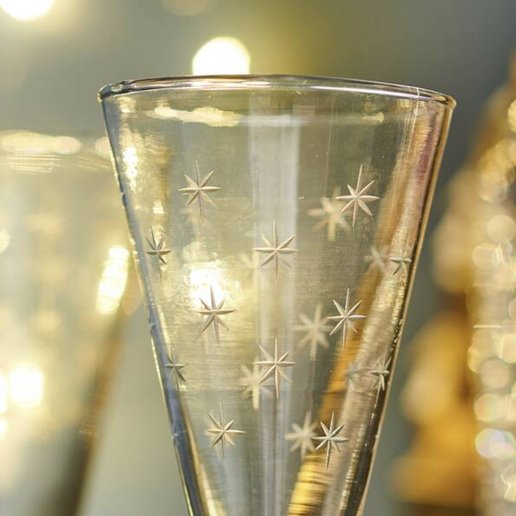 Prosecco Glass with Etched Stars