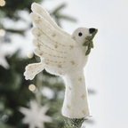 Felt with Gold Thread Turtle Dove Christmas Tree Topper